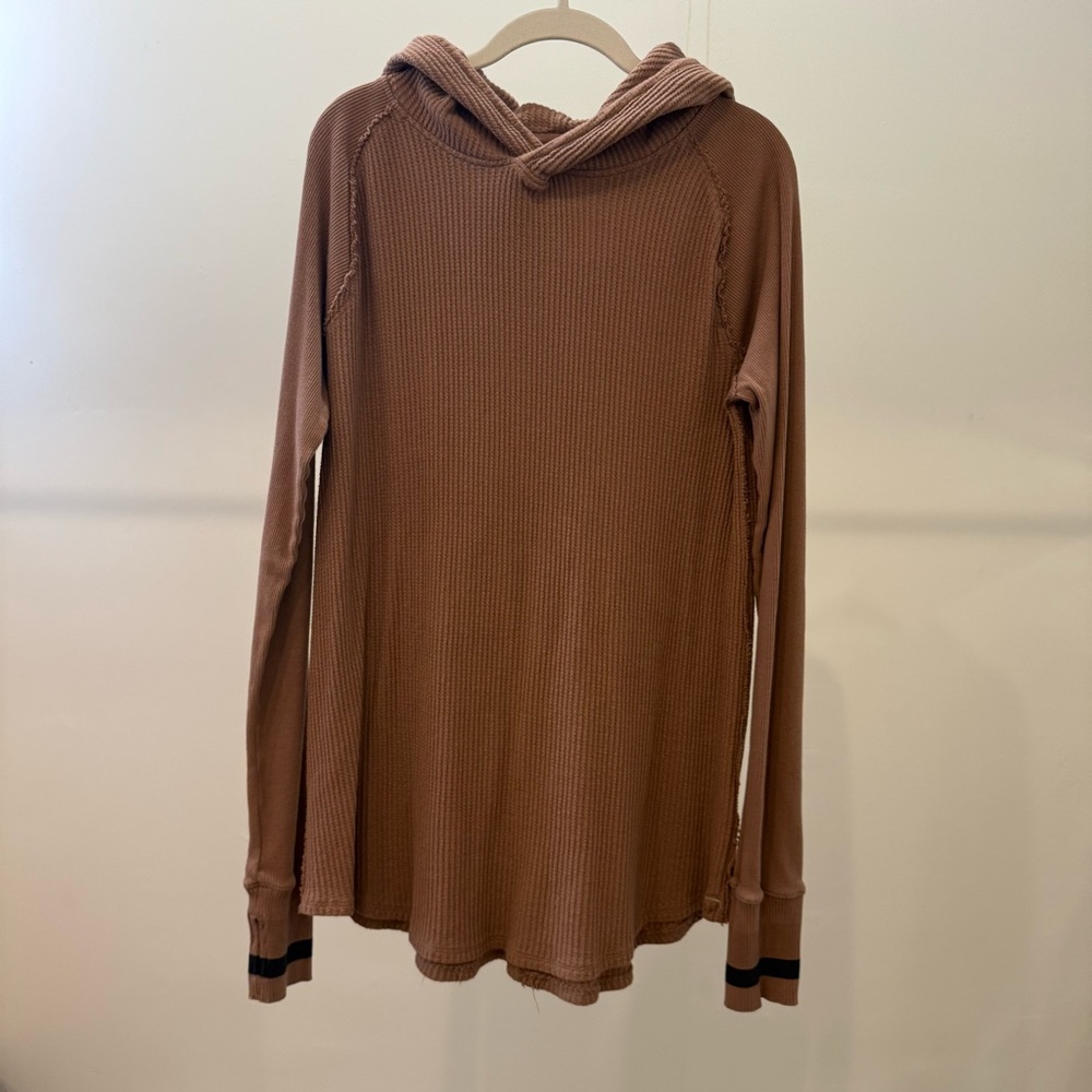 Brown Long Sleeve Hooded Top